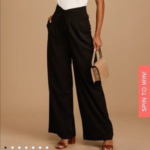 In your element wide leg black trousers LULUS NWT M